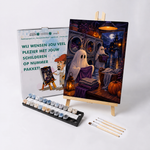 Malen nach Zahlen Geisterbad im Regen mit Farben und Pinseln
