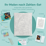 Inhalt des Malen-nach-Zahlen-Sets Geschichten am Totenschädel