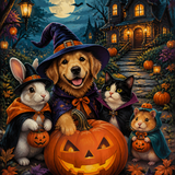 Malen nach Zahlen Haustiere feiern Halloween – Halloween-Motiv
