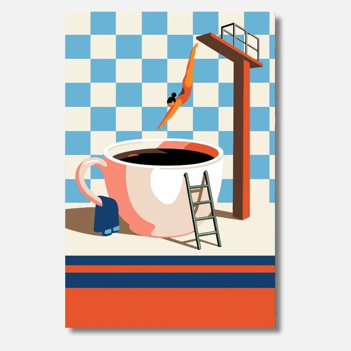 Kaffeesprung als Malen-nach-Zahlen-Motiv