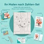 Inhalt des Malen-nach-Zahlen-Sets Korallenblüten