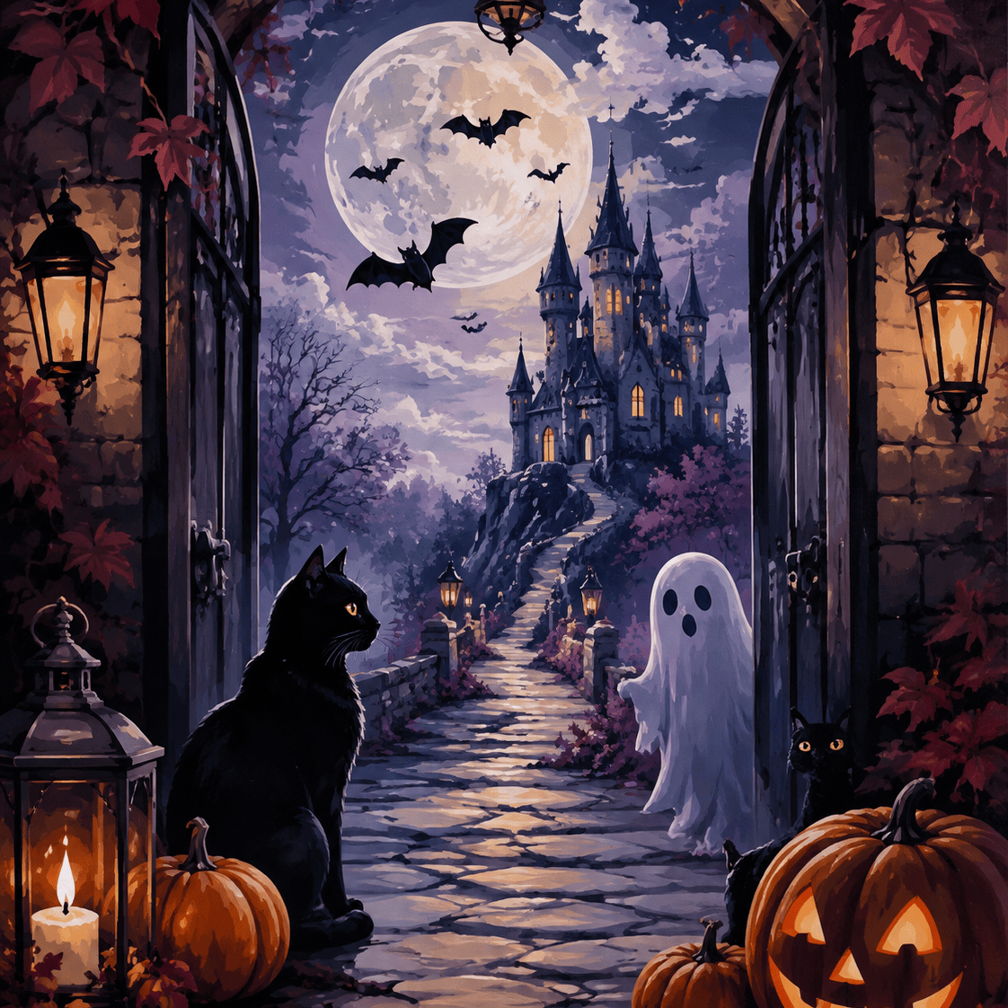Malen nach Zahlen Mondfest der Schatten – Halloween-Motiv