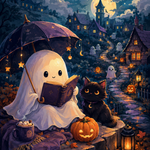 Malen nach Zahlen Niedliche Spuknacht – Halloween-Motiv