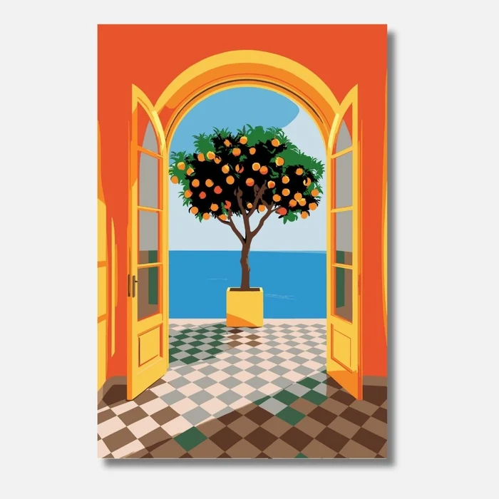 Orangenblick als Malen-nach-Zahlen-Motiv