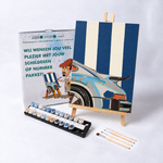 Retro Sportwagen mit Farben und Pinseln