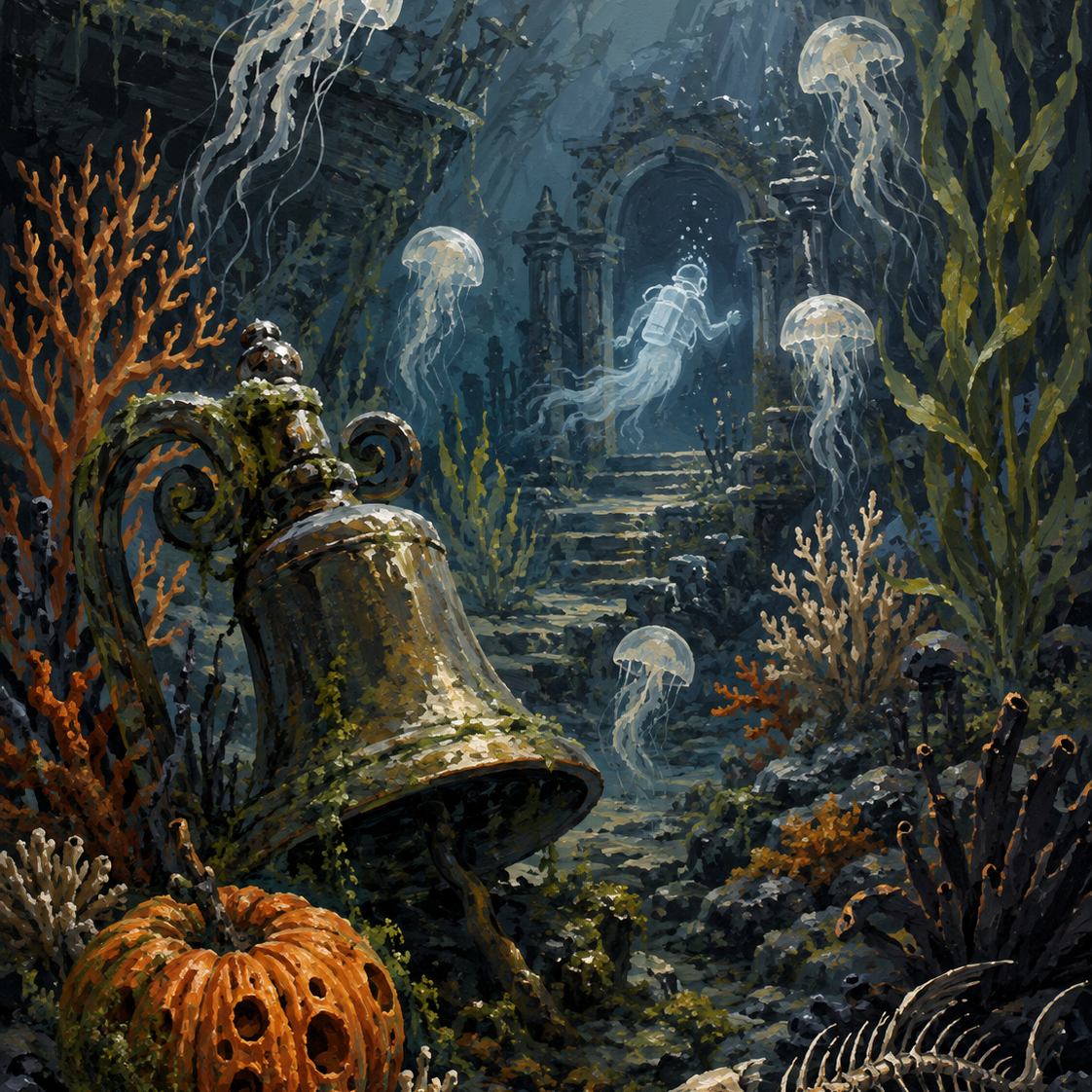 Malen nach Zahlen Spuk unter dem Meer – Halloween-Motiv