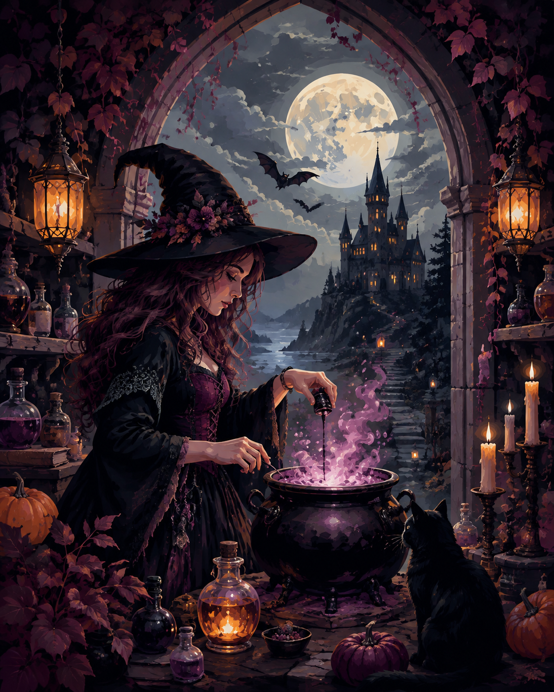Malen nach Zahlen Tränke aus der Unterwelt – Halloween-Motiv