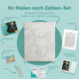 Inhalt des Malen-nach-Zahlen-Sets Wenn die Hexenuhr schlägt