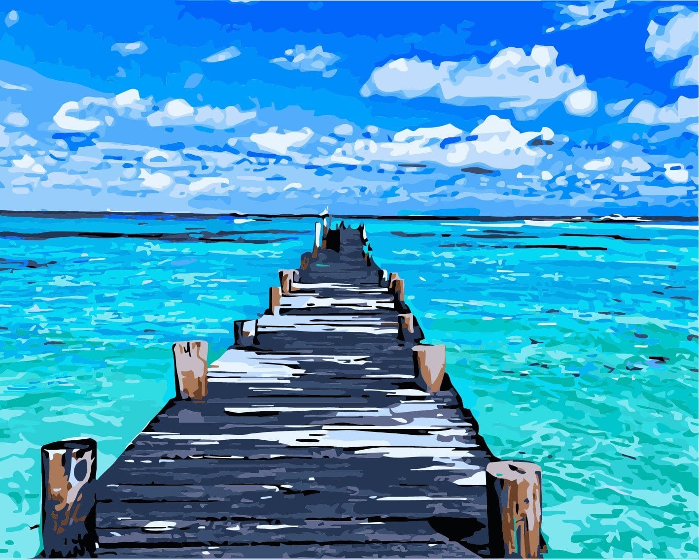 Malen nach Zahlen Brücke am Meer