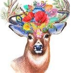 Malen nach Zahlen Hirsch mit Blumengeweih