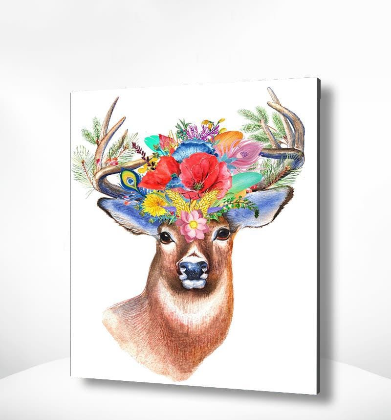 Malen nach Zahlen Hirsch mit Blumengeweih