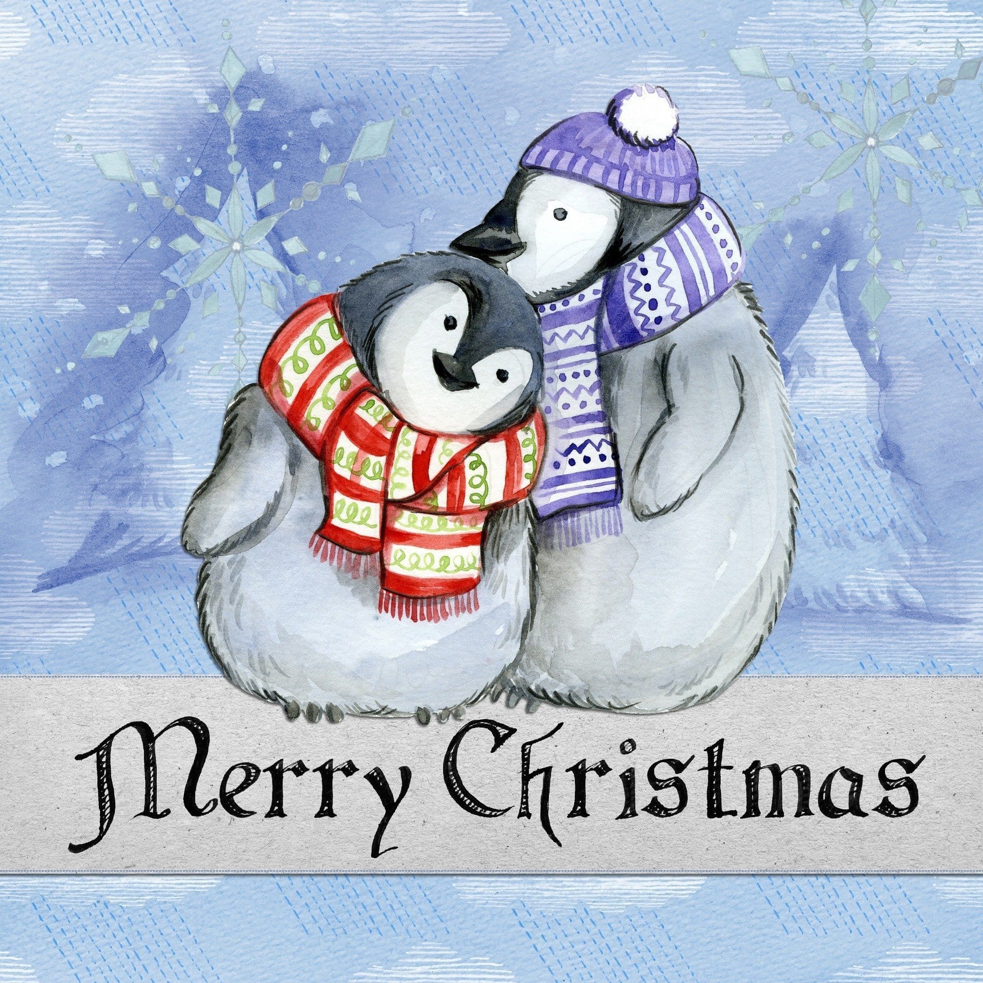 Malen nach Zahlen Pinguine Weihnachten