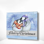 Malen nach Zahlen Pinguine Weihnachten