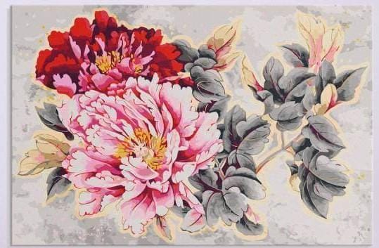 Malen nach Zahlen Rot und Rosa Blumen