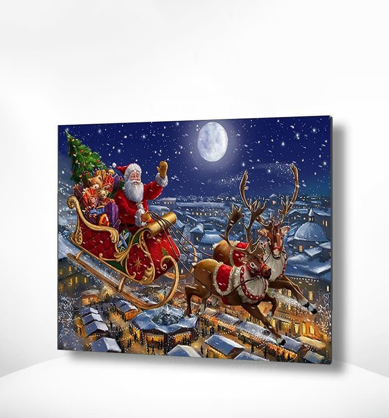 Malen nach Zahlen Weihnachtsmann und Rentier