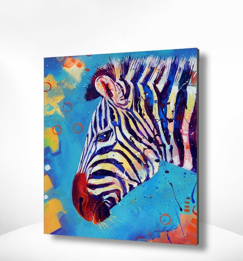 Malen nach Zahlen Zebra mit blauem Hintergrund